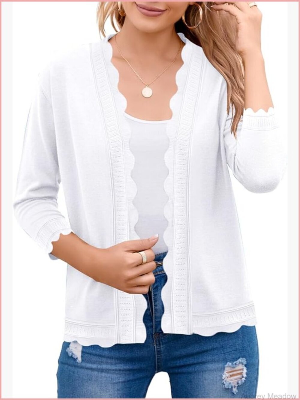 3/4 Sleeve Cropped Cardigan Open Front Knit Shrug Lightweight Summer Sweater